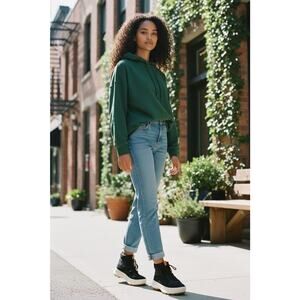 Sorel Shoes Womens Black White Ona 503 Knit Mid Sneaker Outdoors Hiking Size 6.5